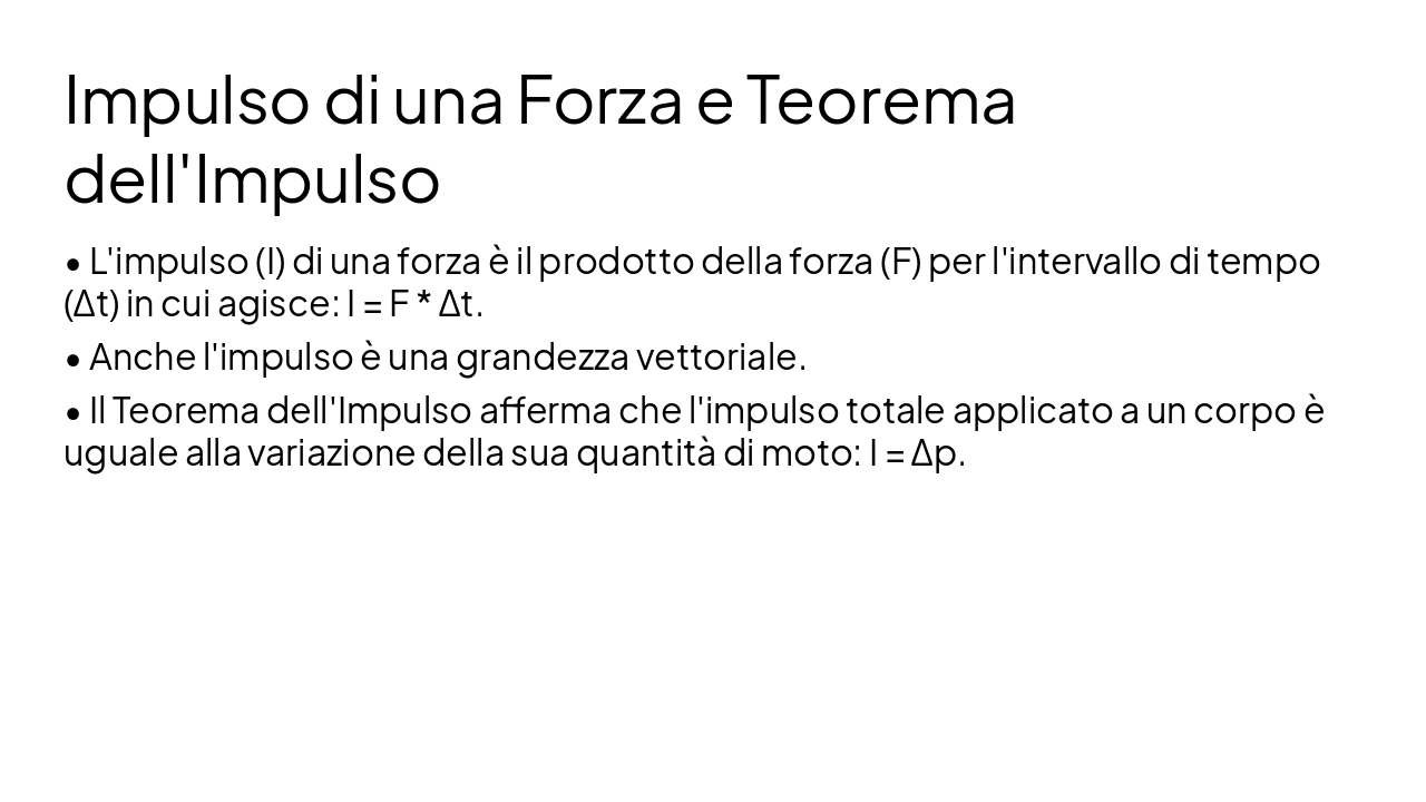 Slide 6 - Impulso di una Forza e Teorema dell'Impulso