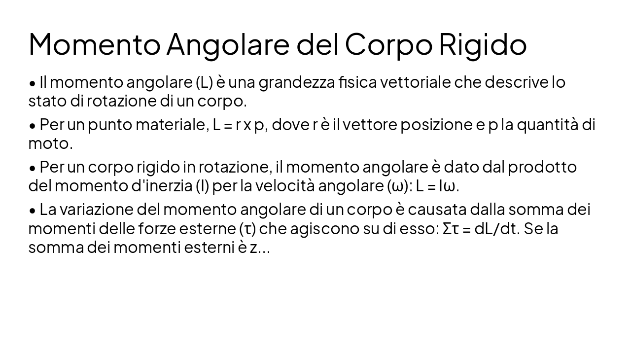 Slide 16 - Momento Angolare del Corpo Rigido