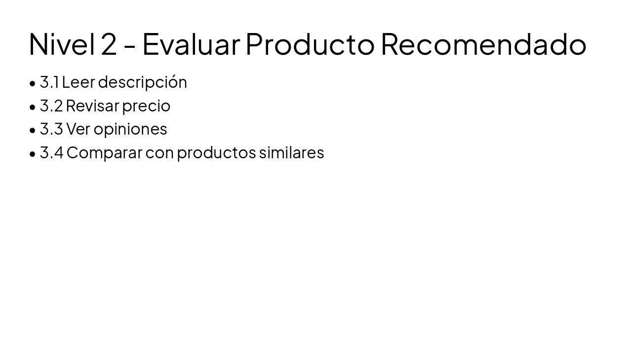 Slide 7 - Nivel 2 - Evaluar Producto Recomendado