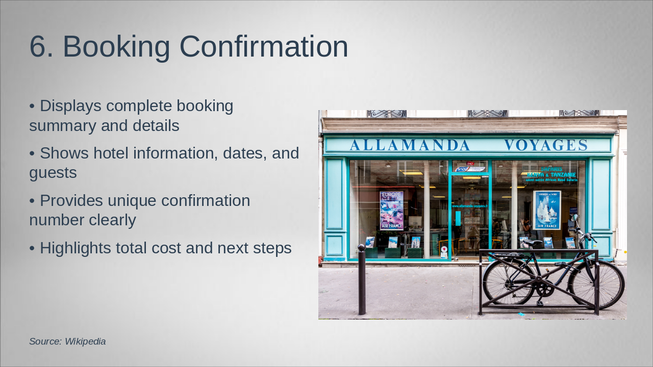 Slide 7 - 6. Booking Confirmation