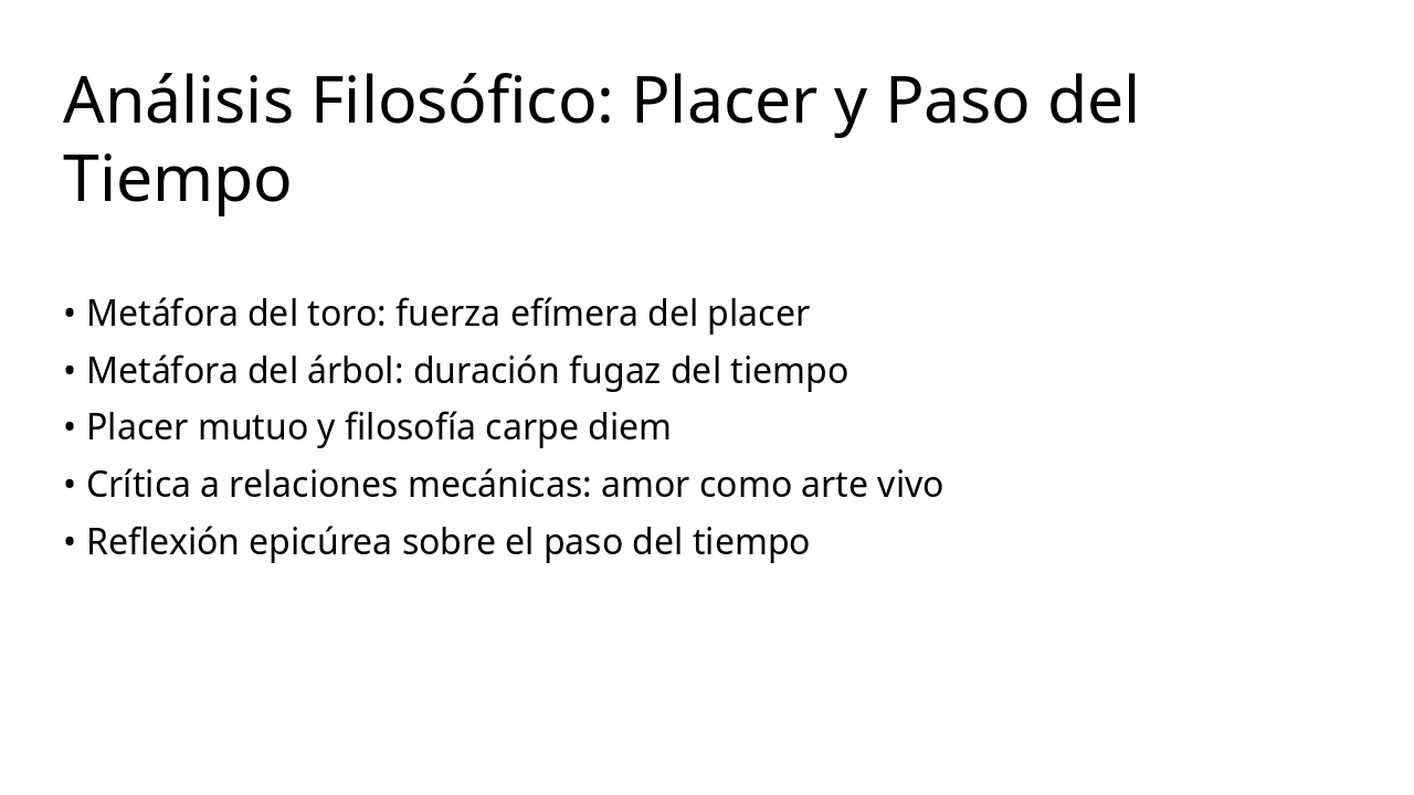 Slide 4 - Análisis Filosófico: Placer y Paso del Tiempo