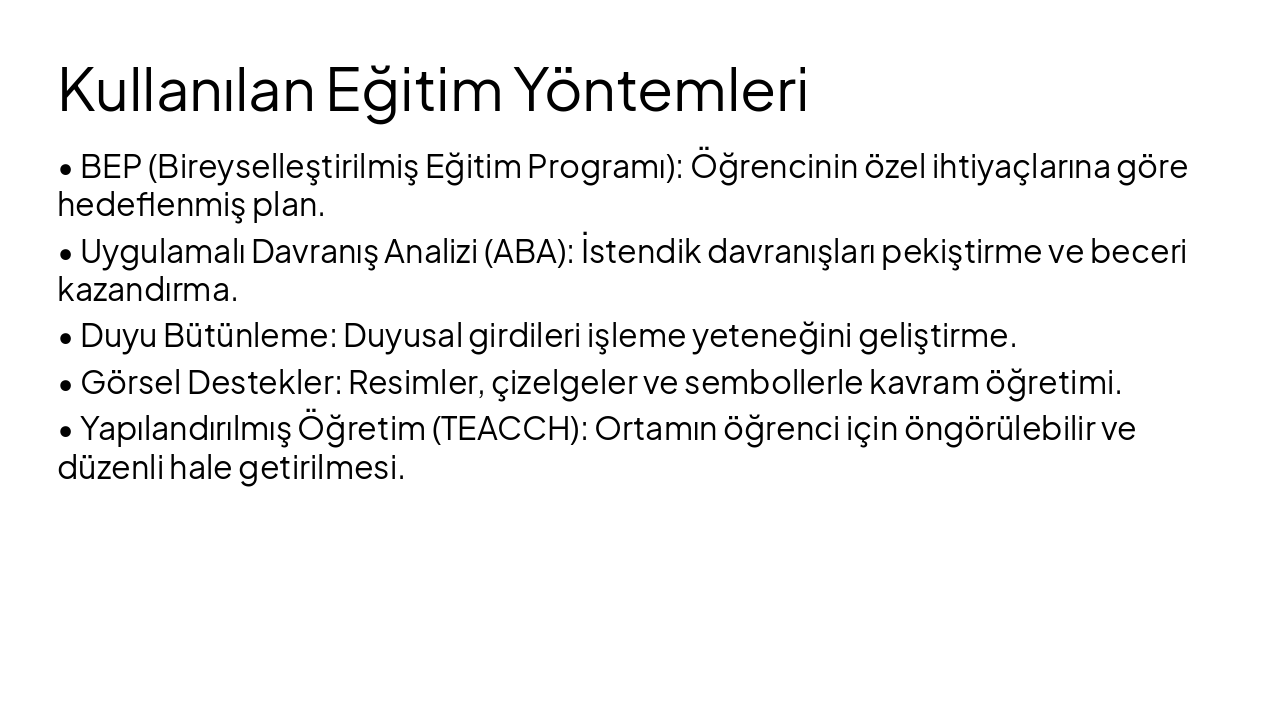 Slide 20 - Kullanılan Eğitim Yöntemleri