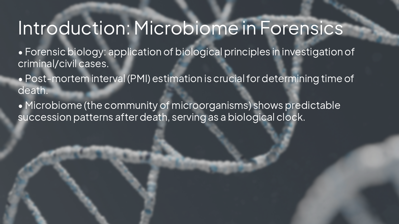 Slide 2 - Introduction: Microbiome in Forensics