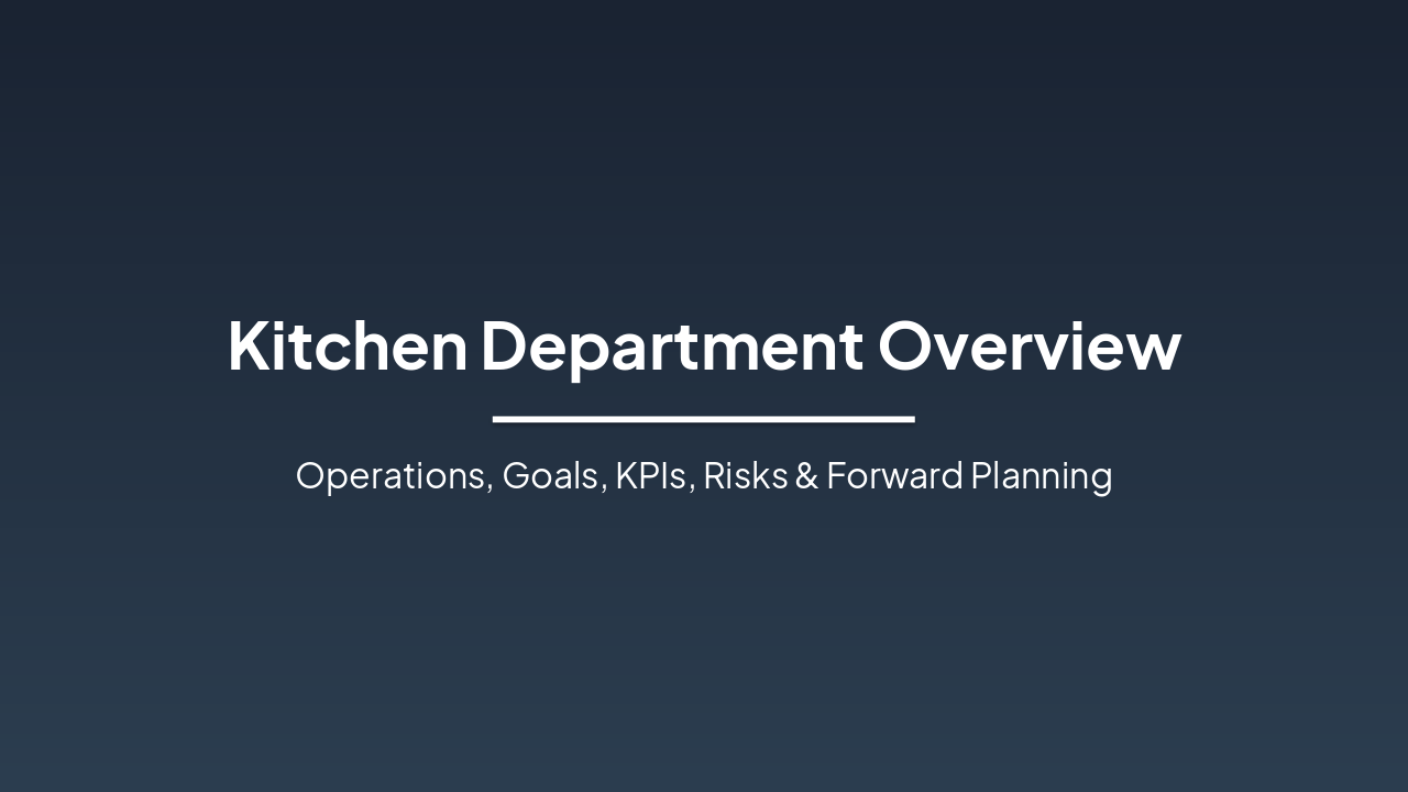 Kitchen Ops: KPIs, Risks & Forward Plan