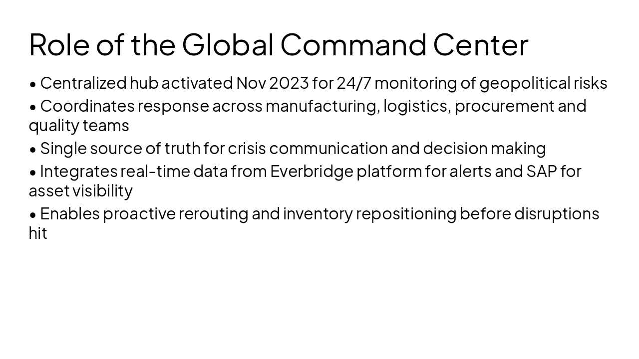 Slide 8 - Role of the Global Command Center