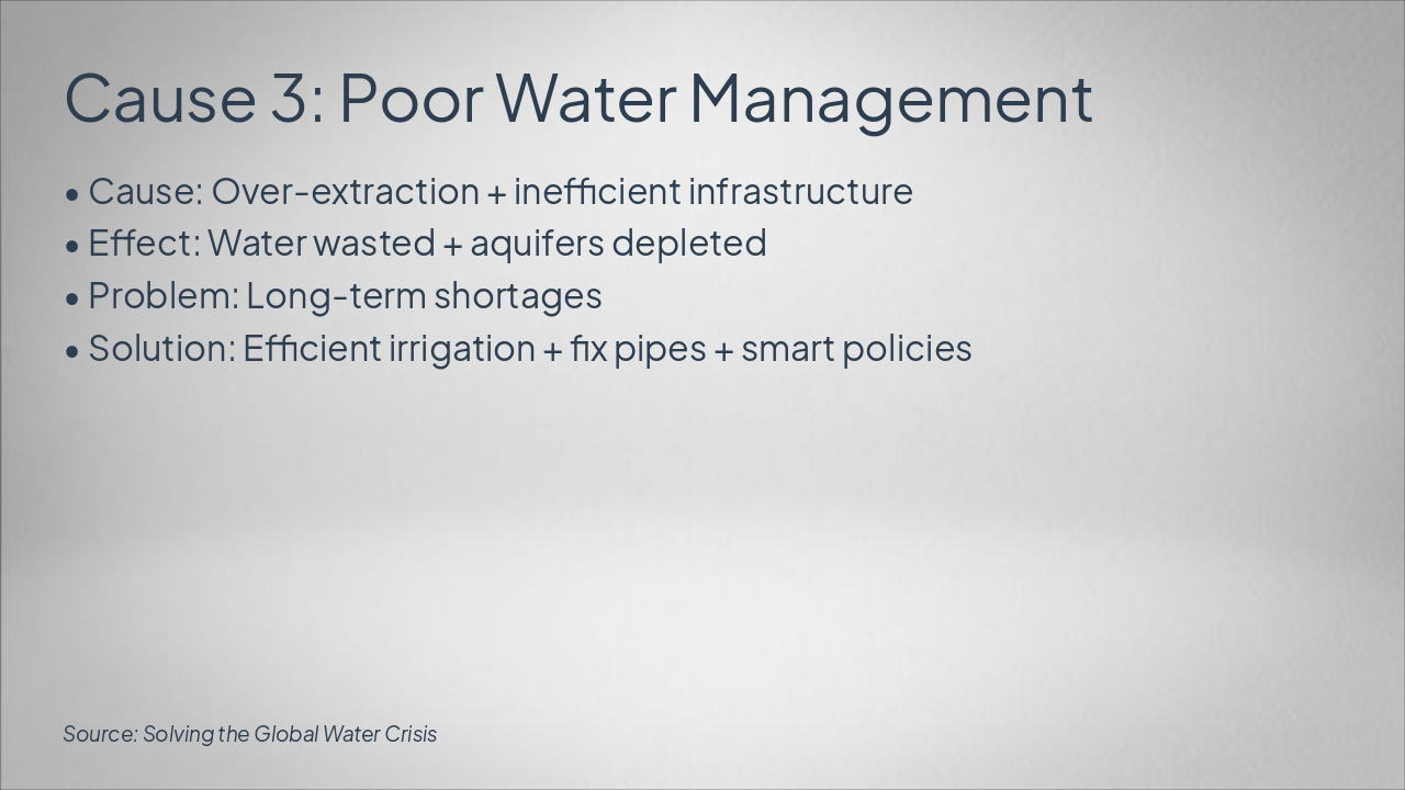 Slide 4 - Cause 3: Poor Water Management