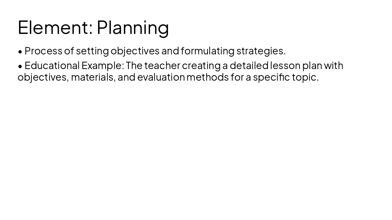 Slide 11 - Element: Planning