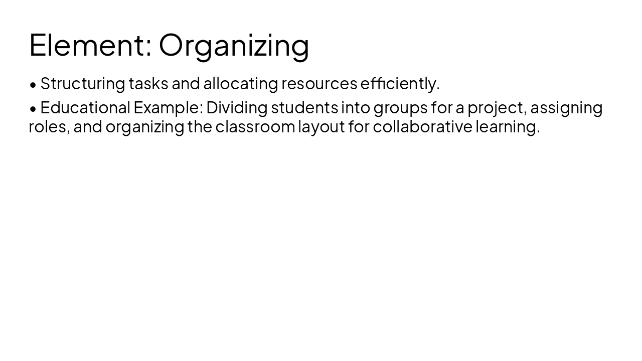 Slide 12 - Element: Organizing