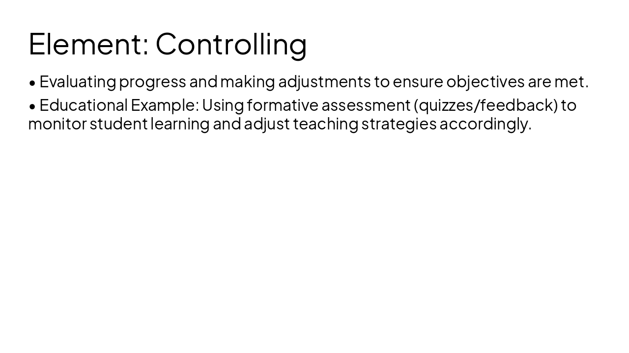 Slide 15 - Element: Controlling