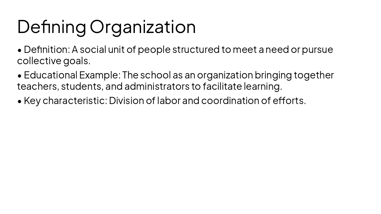 Slide 3 - Defining Organization