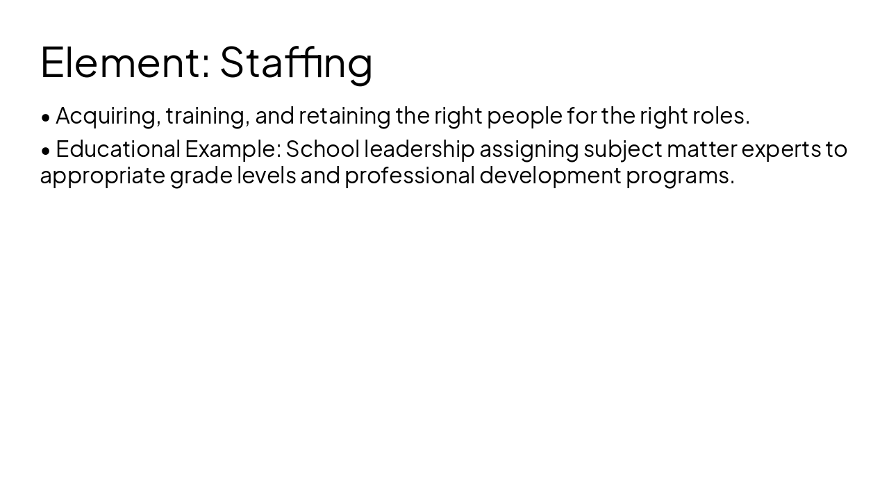 Slide 13 - Element: Staffing