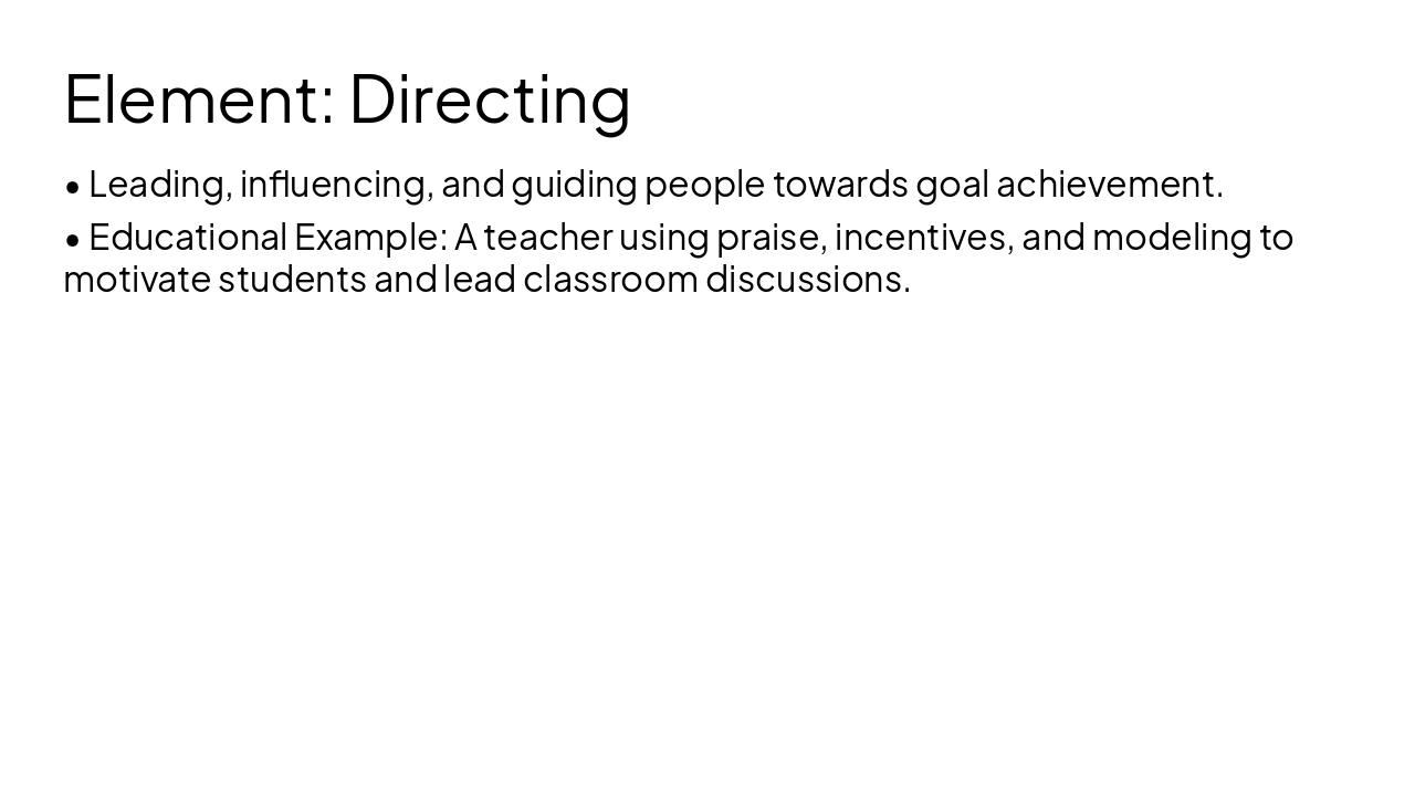 Slide 14 - Element: Directing