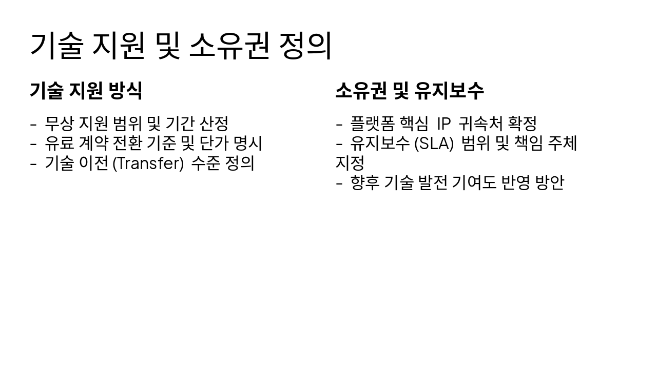 Slide 4 - 기술 지원 및 소유권 정의