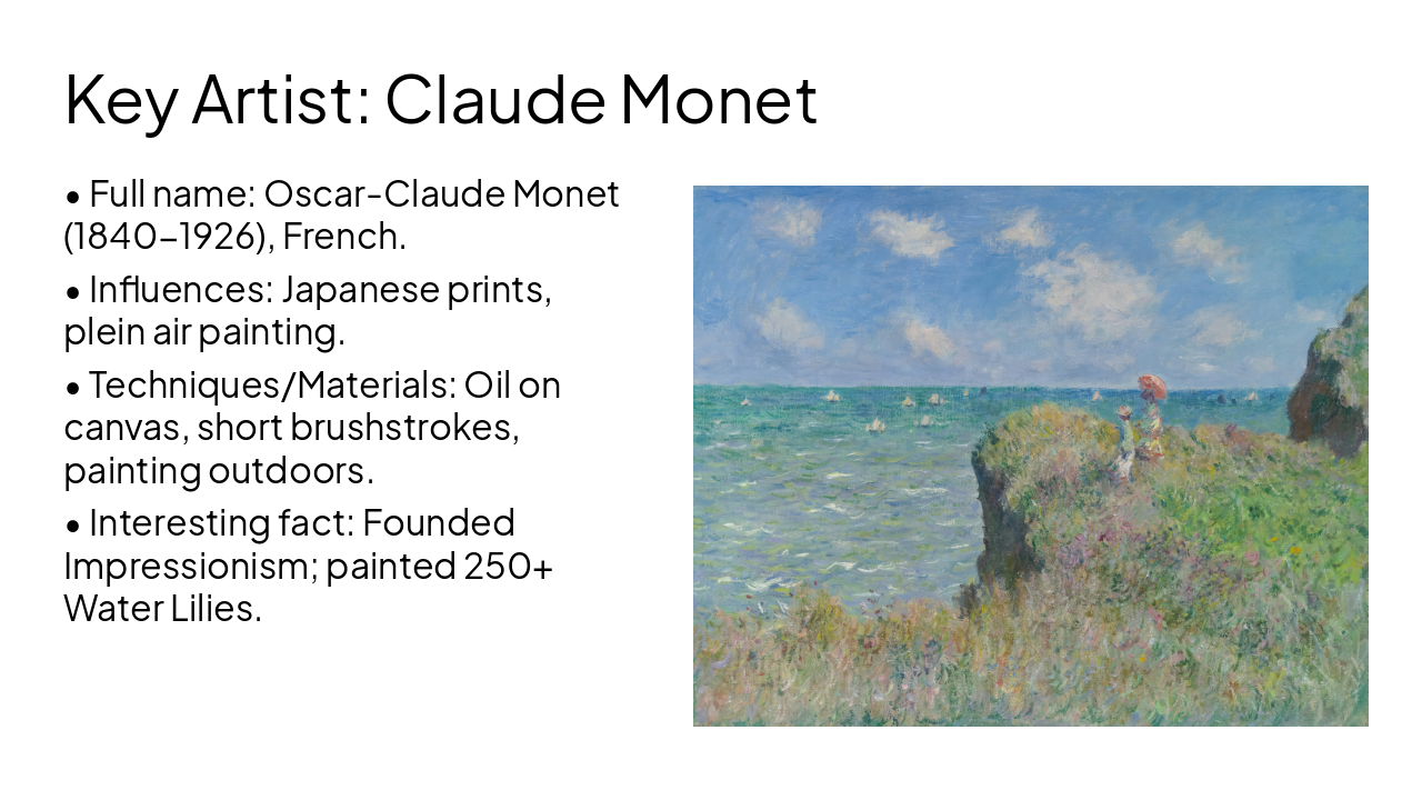 Slide 5 - Key Artist: Claude Monet