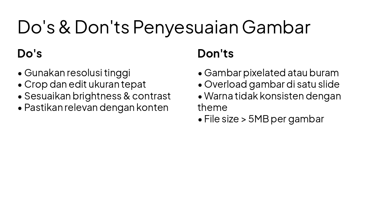 Slide 11 - Do's & Don'ts Penyesuaian Gambar