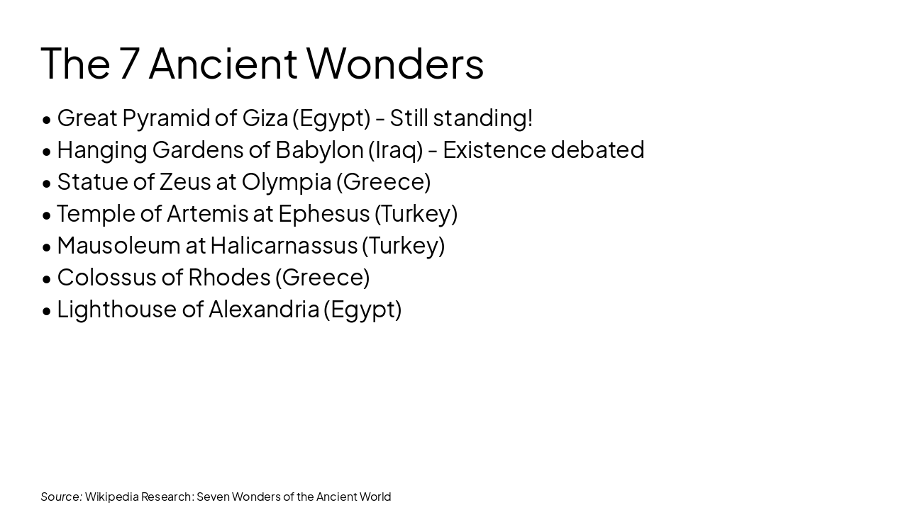 Slide 4 - The 7 Ancient Wonders