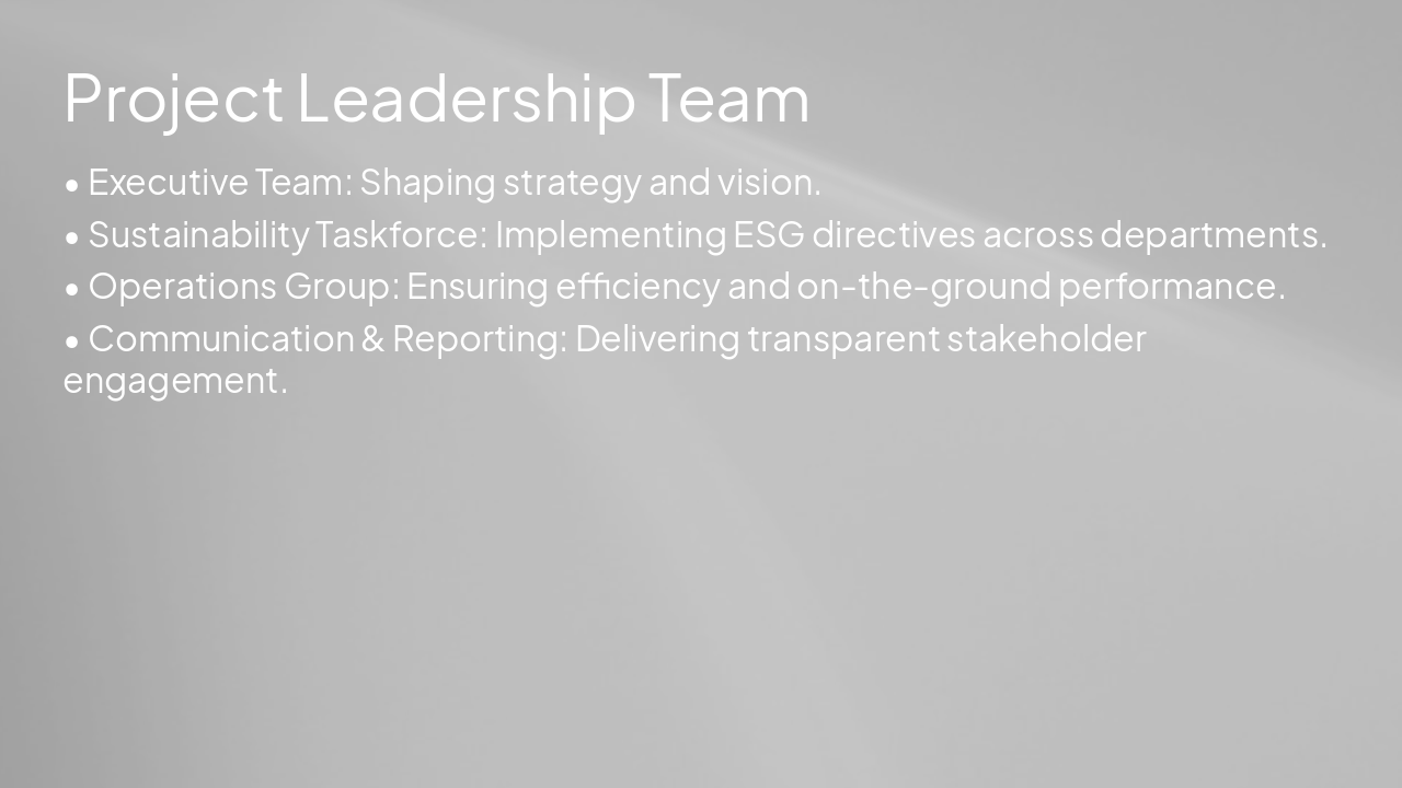 Slide 12 - Project Leadership Team