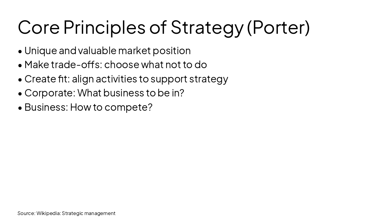 Slide 11 - Core Principles of Strategy (Porter)