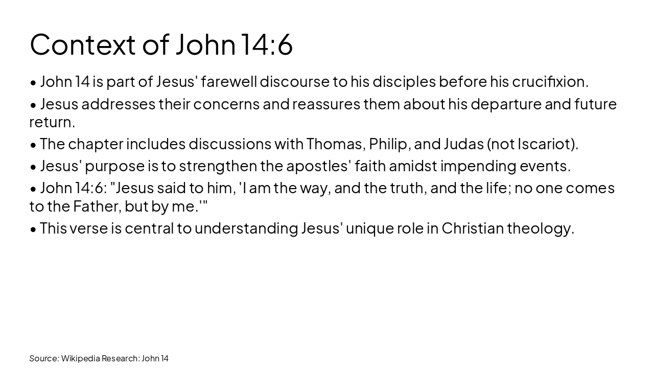 Slide 6 - Context of John 14:6