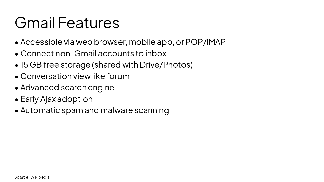 Slide 5 - Gmail Features
