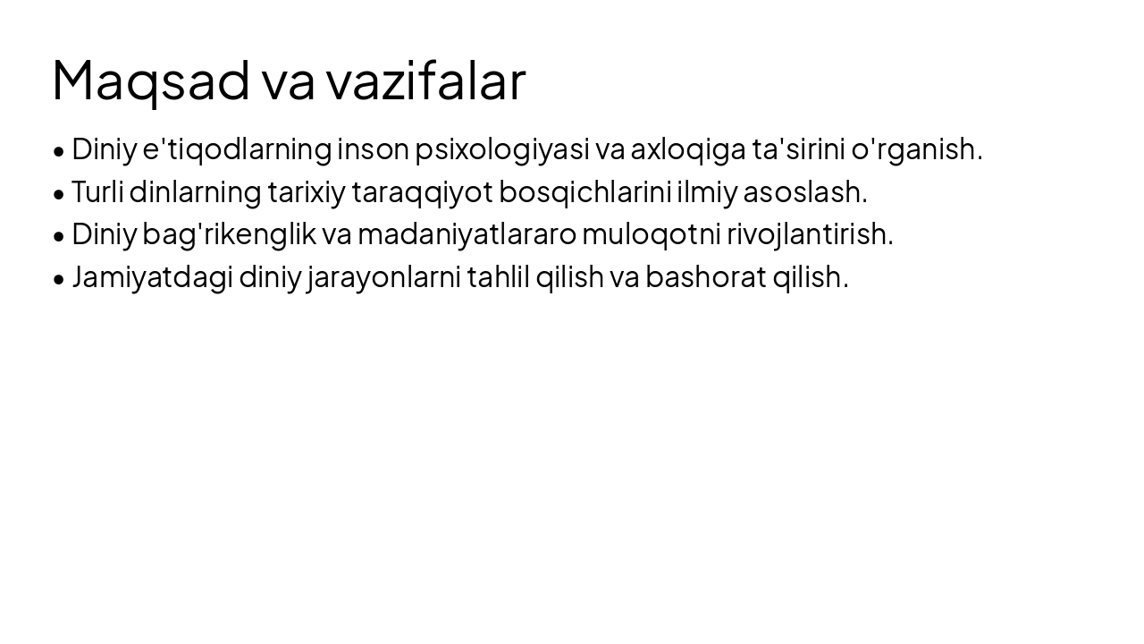 Slide 5 - Maqsad va vazifalar