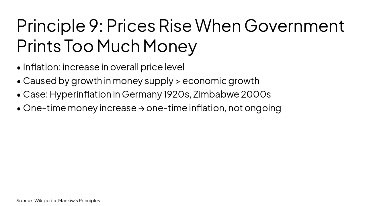 Slide 19 - Principle 9: Prices Rise When Government Prints Too Much Money