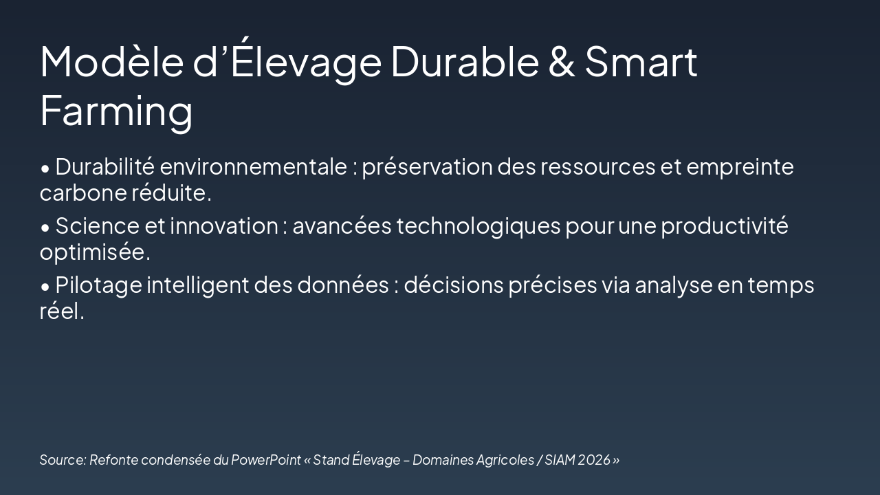 Slide 3 - Modèle d’Élevage Durable & Smart Farming