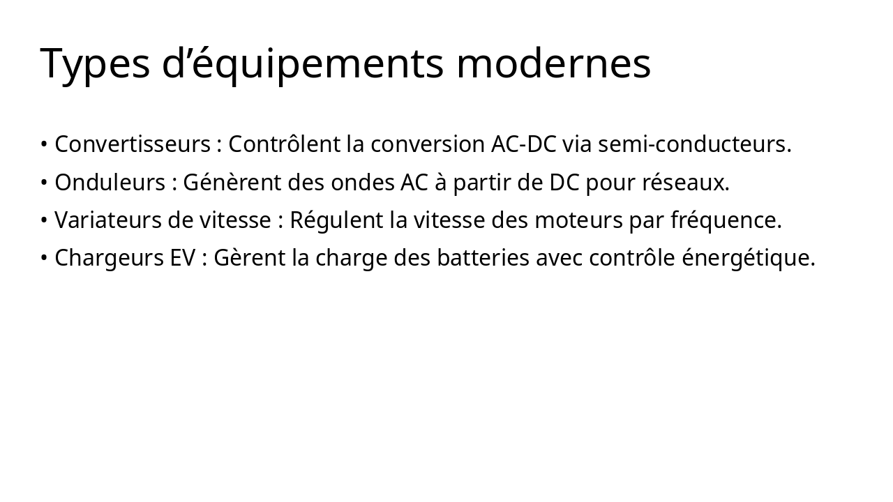 Slide 8 - Types d’équipements modernes