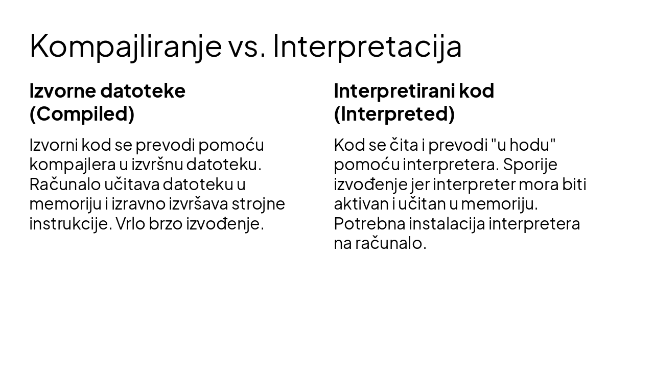Slide 6 - Kompajliranje vs. Interpretacija
