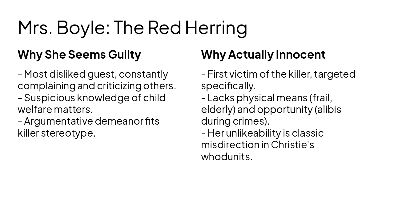 Slide 10 - Mrs. Boyle: The Red Herring