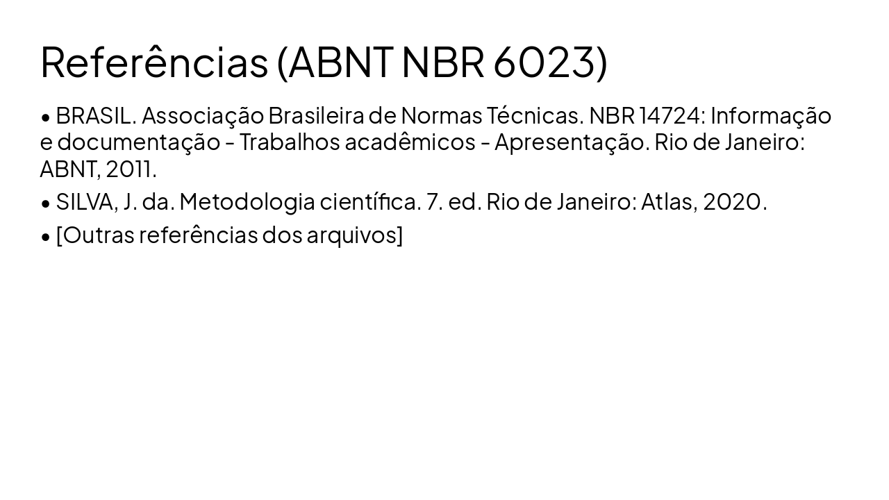 Slide 14 - Referências (ABNT NBR 6023)
