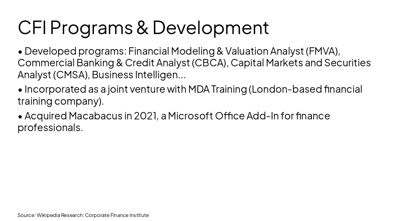 Slide 15 - CFI Programs & Development
