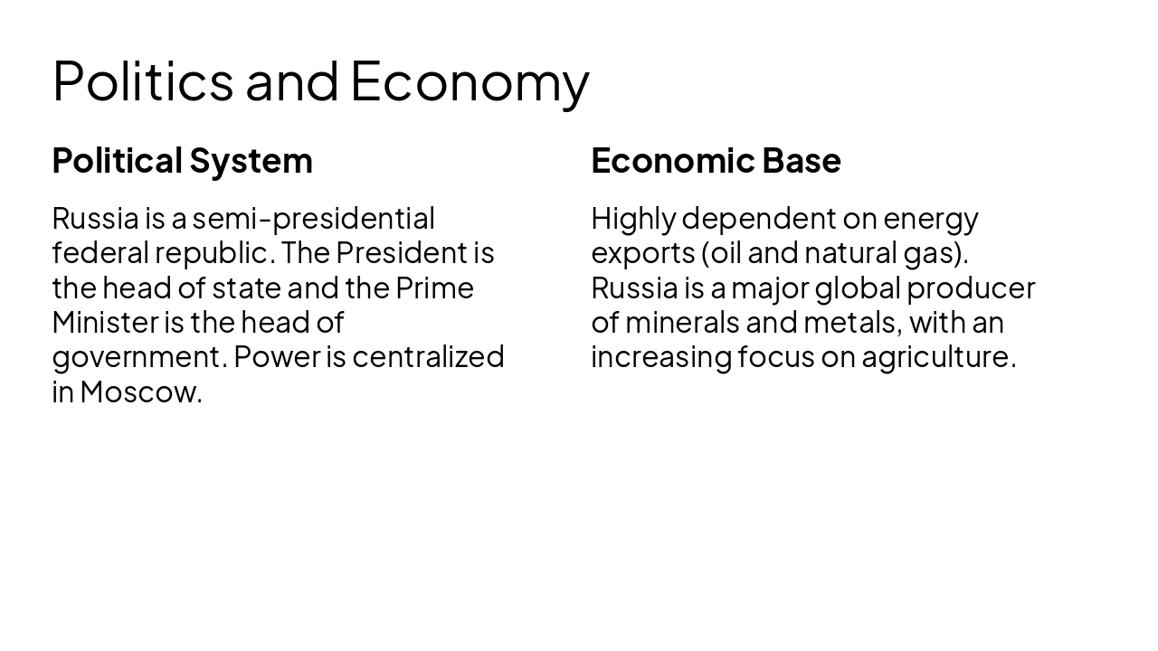 Slide 6 - Politics and Economy