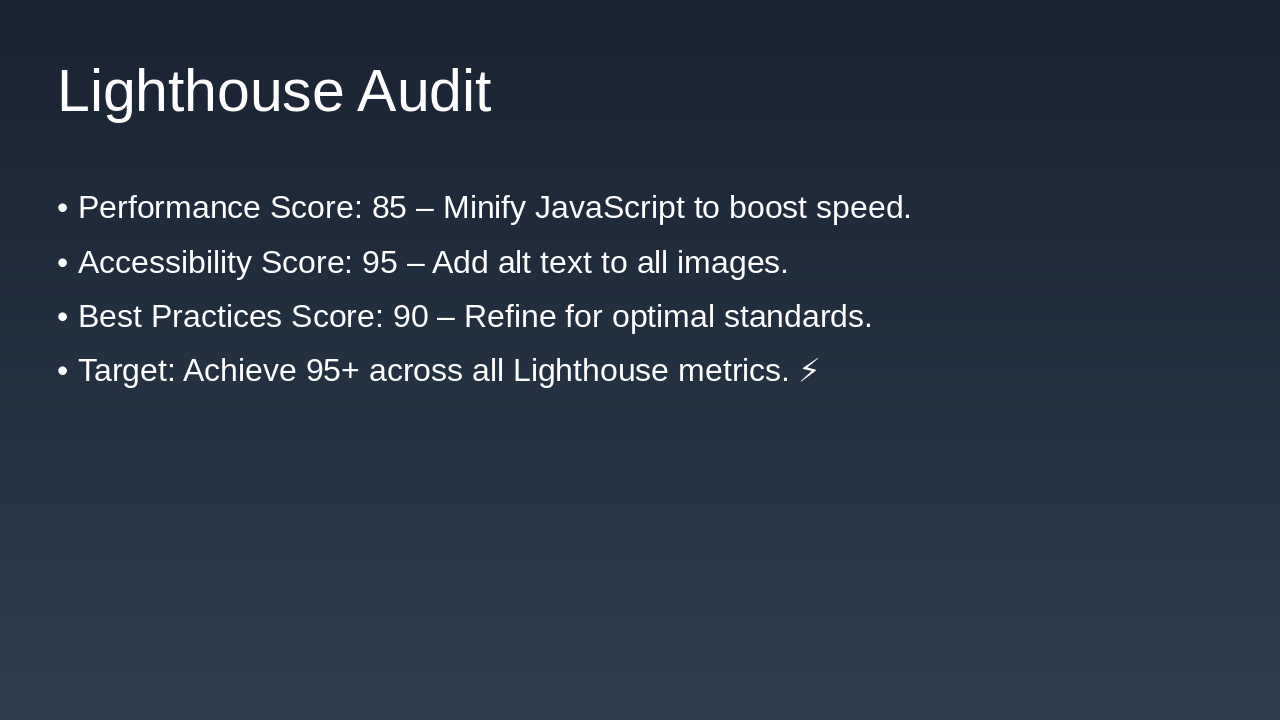 Slide 10 - Lighthouse Audit