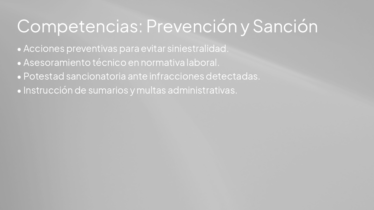 Slide 5 - Competencias: Prevención y Sanción