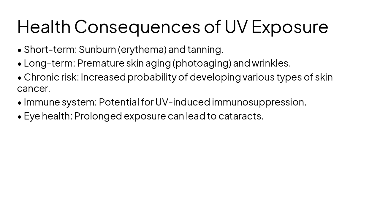 Slide 6 - Health Consequences of UV Exposure