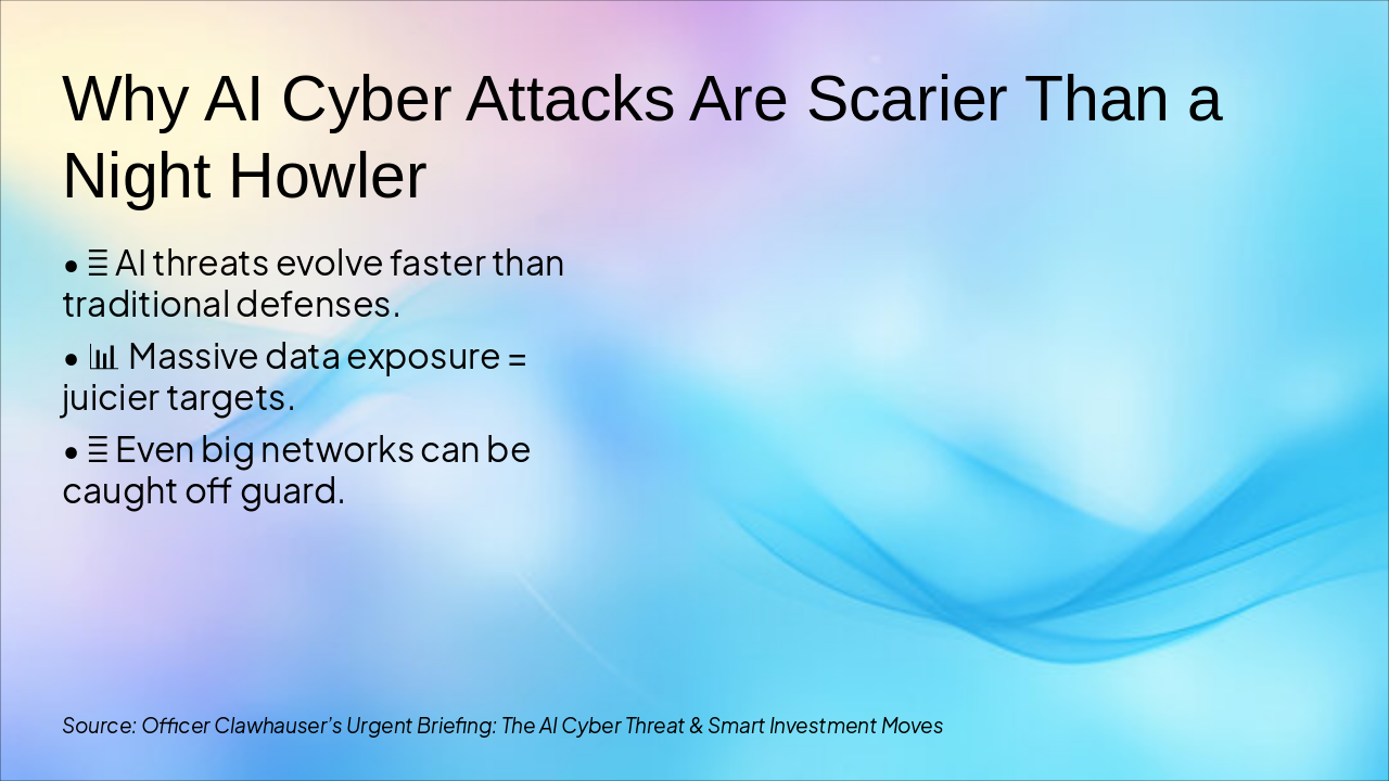 Slide 3 - Why AI Cyber Attacks Are Scarier Than a Night Howler