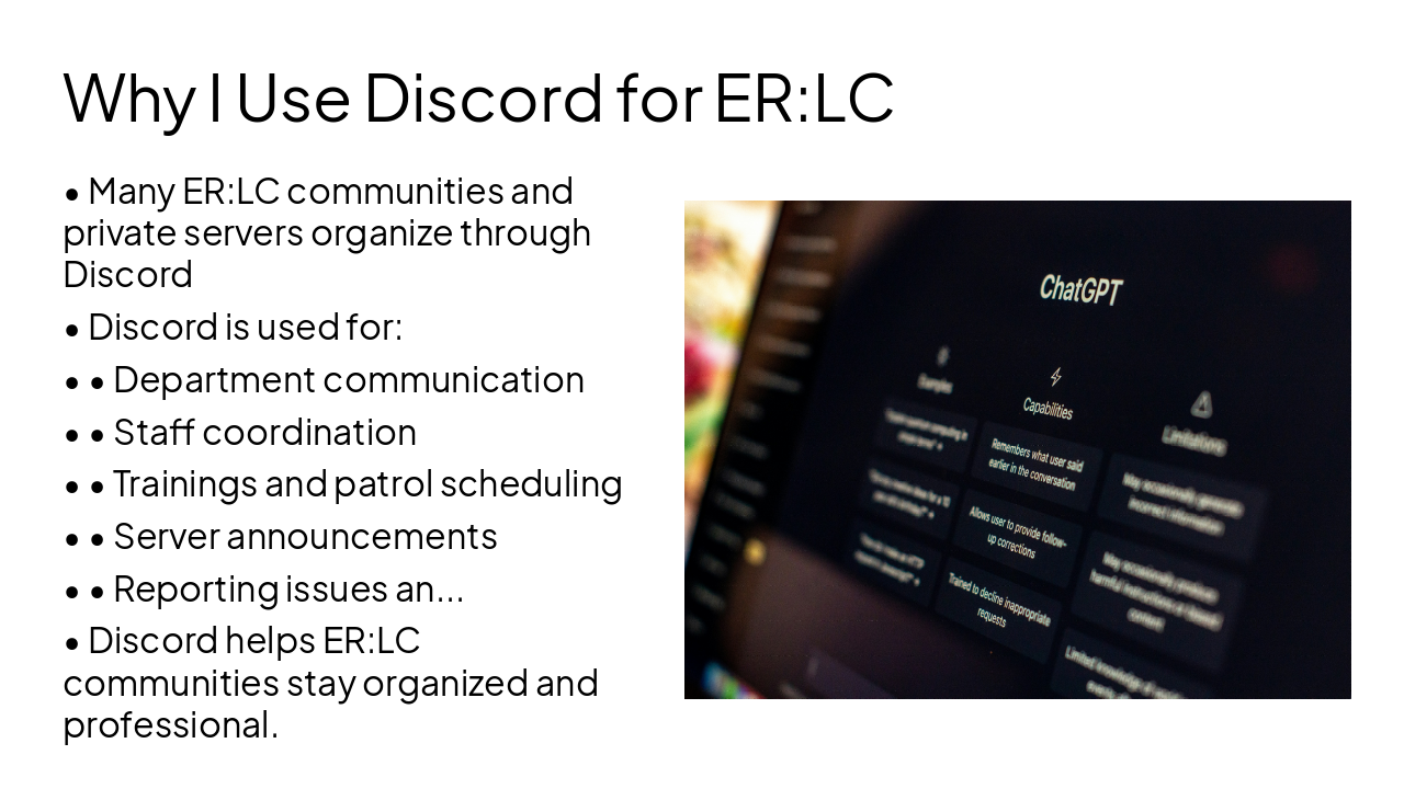 Slide 5 - Why I Use Discord for ER:LC