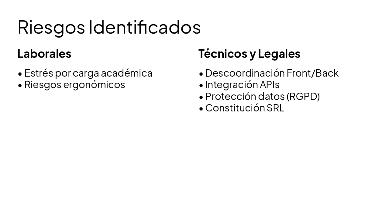 Slide 14 - Riesgos Identificados