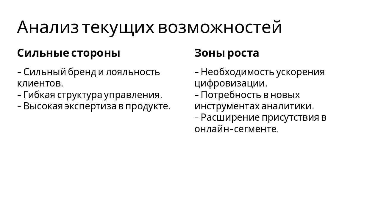 Slide 8 - Анализ текущих возможностей