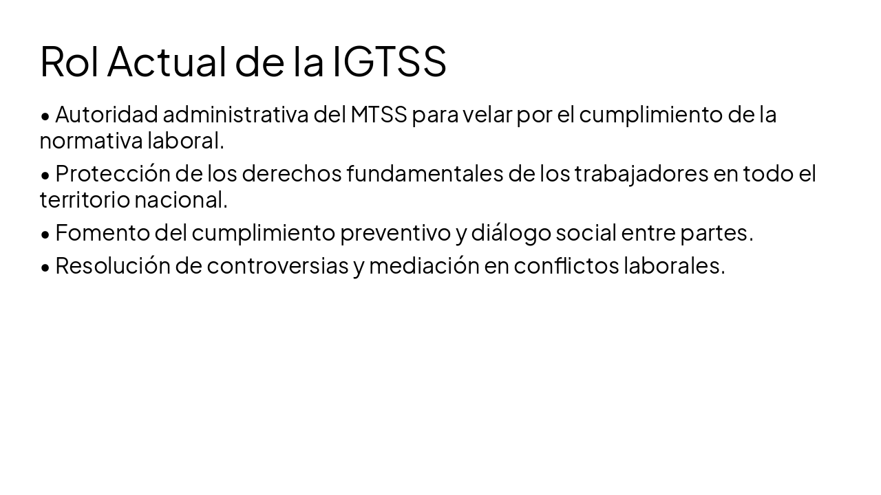 Slide 3 - Rol Actual de la IGTSS