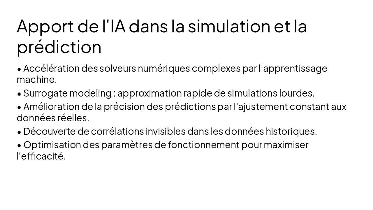 Slide 11 - Apport de l'IA dans la simulation et la prédiction