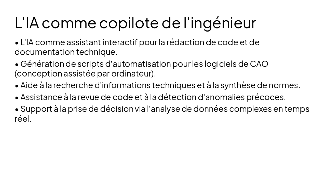 Slide 4 - L'IA comme copilote de l'ingénieur