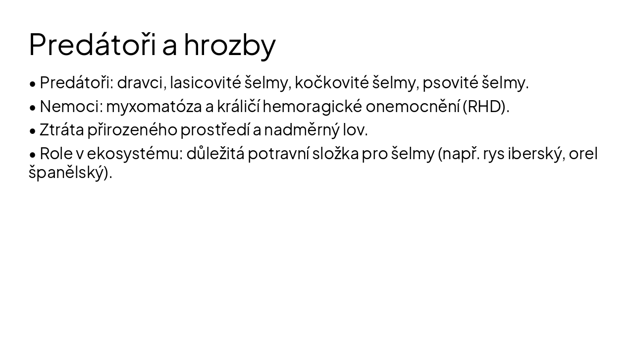 Slide 8 - Predátoři a hrozby