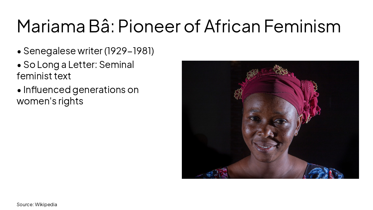 Slide 8 - Mariama Bâ: Pioneer of African Feminism