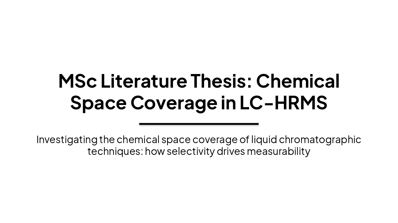 Slide 3 - MSc Literature Thesis: Chemical Space Coverage in LC-HRMS