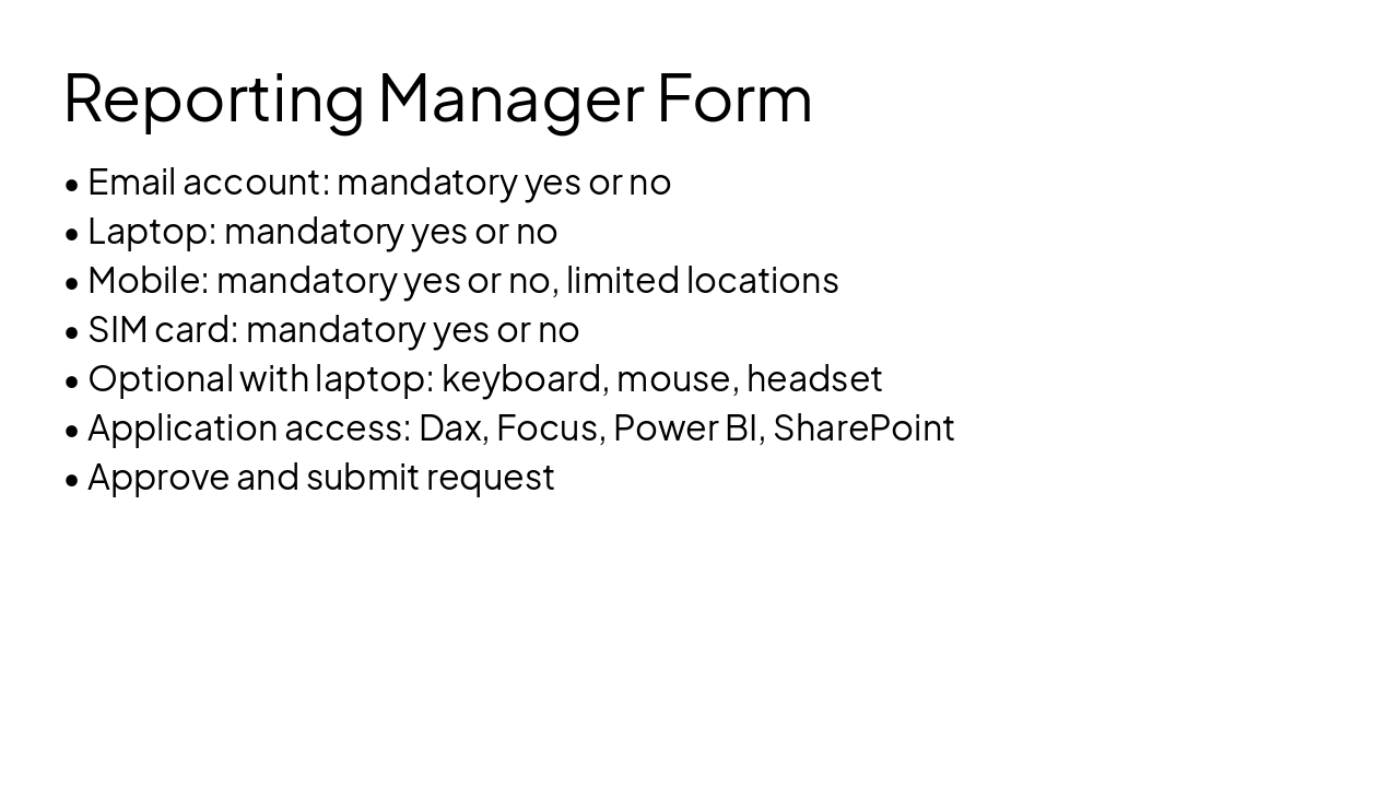 Slide 6 - Reporting Manager Form