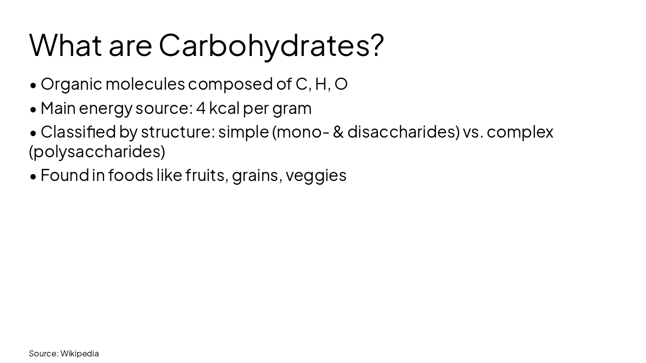 Slide 3 - What are Carbohydrates?