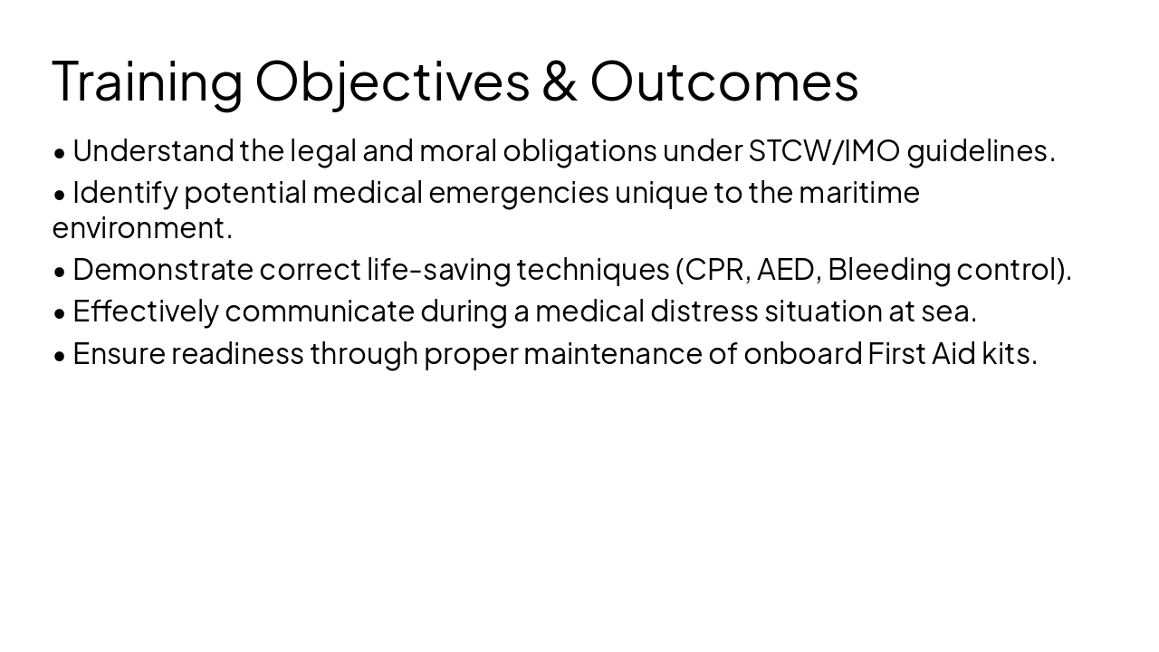 Slide 2 - Training Objectives & Outcomes