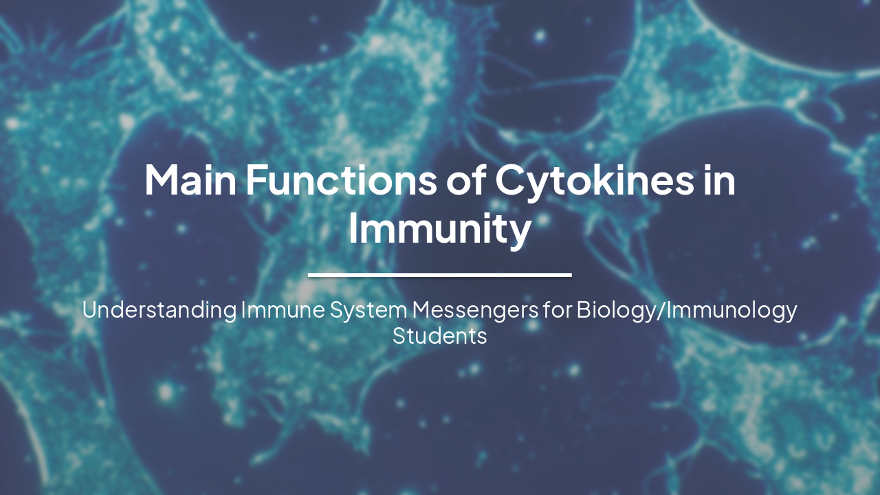 Main Functions of Cytokines in Immunity